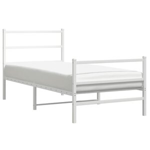 vidaXL Cadre de lit métal sans matelas avec pied de lit blanc 90x190cm
