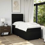 vidaXL Sommier à lattes de lit avec matelas Noir 90x200 cm Tissu