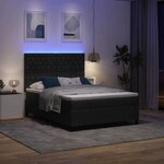 vidaXL Lit à ressort LED avec matelas Noir 140 x 190 cm tissu