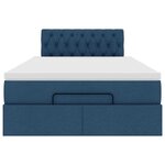 vidaXL Cadre de lit ottoman avec matelas bleu 120x190 cm tissu