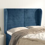 vidaXL Tête de lit avec oreilles Bleu foncé 147x23x118/128 cm Velours