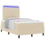 vidaXL Lit à ressorts avec matelas avec LED Crème 120 x 200 cm tissu