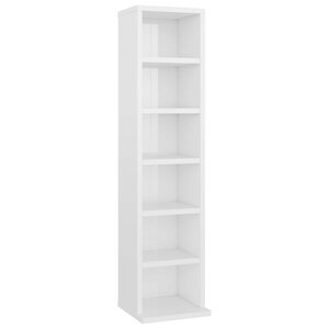 vidaXL Armoire à CD Blanc brillant 21x20x88 cm Bois d'ingénierie