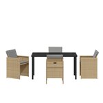 vidaXL Ensemble de salle à manger pour jardin 5 Pièces Beige polyrotin