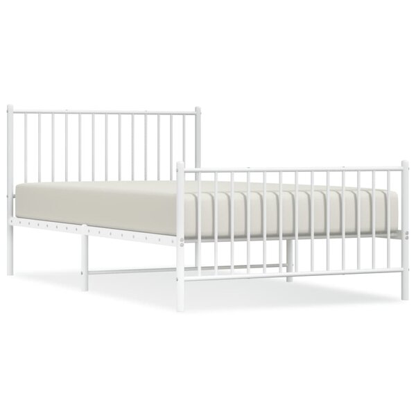 vidaXL Cadre de lit métal avec tête de lit/pied de lit blanc 107x203cm