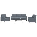 vidaXL Ensemble de canapés 3 Pièces avec coussins Gris foncé Velours