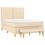vidaXL Sommier à lattes de lit avec matelas Crème 140x190 cm Tissu