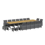 vidaXL Ensemble à manger de jardin coussins 19 Pièces Gris Résine tressée