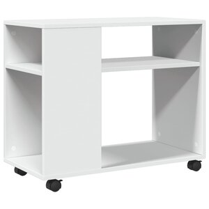 vidaXL Table d'appoint avec roues blanc 70x35x60 cm bois d'ingénierie