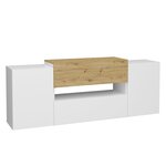 FMD Meuble TV/Hi-Fi 182x33x70 2 cm Blanc et chêne artisanal
