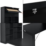 Table murale pliable bureau mural rabattable MDF 156 cm noir 03_0004360