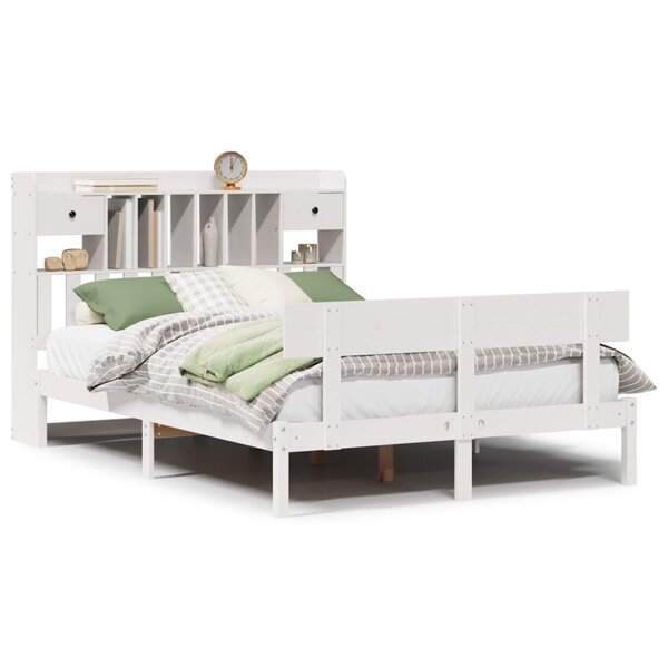 vidaXL Lit bibliothèque sans matelas blanc 140x200 cm bois pin massif