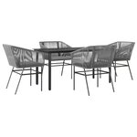 vidaXL Ensemble à manger jardin coussins 5 Pièces gris poly rotin verre