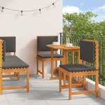 Set de salle à manger de jardin 5 pièces avec coussins en bois d'acacia