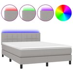 vidaXL Sommier à lattes de lit et matelas et LED Gris clair 140x190 cm