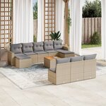 vidaXL Salon de jardin et coussins 11 Pièces mélange beige résine tressée