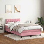 vidaXL Sommier à lattes de lit avec matelas et LED rose 120x220 cm velours