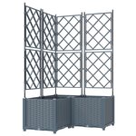 vidaXL Jardinière avec treillis 3 Pièces Gris clair 80x80x143 cm