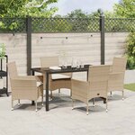 vidaXL Ensemble de salle à manger pour jardin 5 Pièces Beige Poly rotin