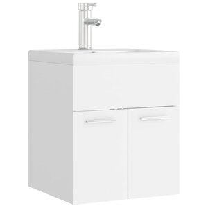 vidaXL Armoire d'évier avec lavabo intégré Blanc Bois d'ingénierie