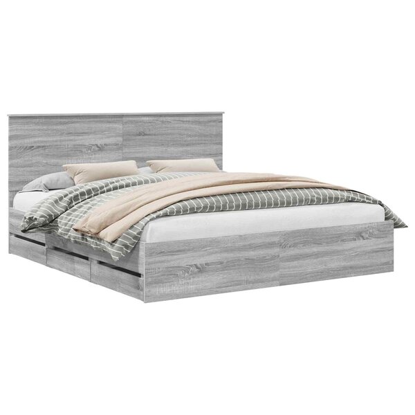 vidaXL Cadre de lit Gris Sonoma 180 x 200 cm Bois Ingénierie