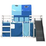 vidaXL Lit superposé sans matelas avec toboggan et rideaux 90x200 cm