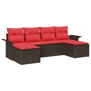 vidaXL Ensemble de canapé de jardin 6 Pièces Marron Poly rotin