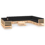 vidaXL Salon de jardin 12 Pièces avec coussins anthracite Pin massif