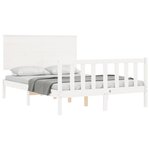 vidaXL Cadre de lit avec tête de lit blanc double bois massif