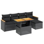 vidaXL Salon de jardin 6 Pièces avec coussins noir résine tressée