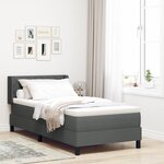 vidaXL Lit box spring avec matelas gris foncé  100x200 cm en tissu