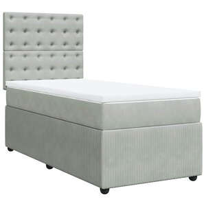vidaXL Sommier à lattes de lit et matelas Gris clair 90x190 cm Velours