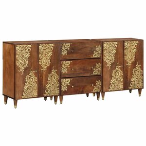 vidaXL Ensemble de Meubles de Salle de Bain 3 Pièces Miel Brun et or