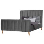 Lit Double 140x200 cm Capitonné Sommier à Lattes Gris Argenté
