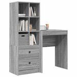 vidaXL Bureau avec tiroir avec étagère avec stockage 2 Pièces Gris Sonoma