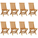 vidaXL Chaises de jardin et coussins blanc crème lot de 8 Teck massif