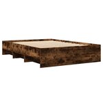 vidaXL Cadre de lit chêne fumé 135x190 cm bois d'ingénierie