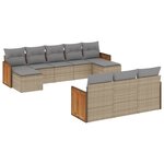 vidaXL Salon de jardin avec coussins 10 Pièces beige résine tressée