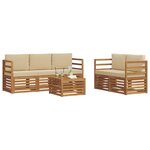 vidaXL Ensemble de canapés d'extérieur 6 pc Naturel et Beige