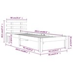 vidaXL Cadre de lit Noir Bois massif 90x200 cm