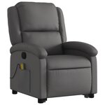 vidaXL Fauteuil inclinable de massage gris cuir véritable