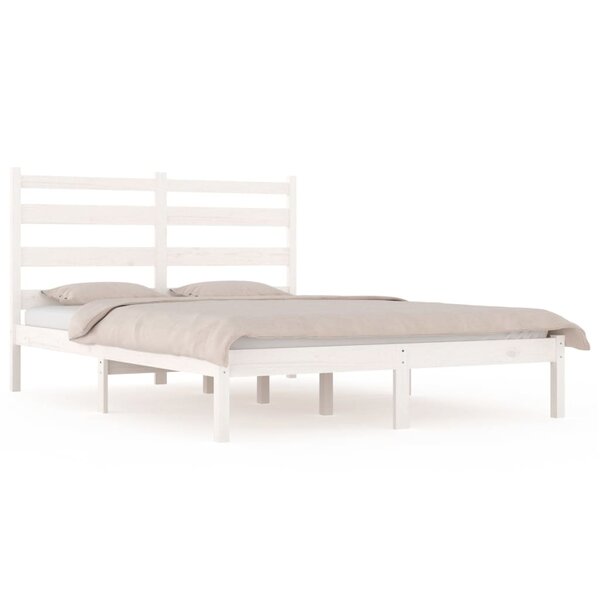 vidaXL Cadre de lit Blanc Bois de pin massif 120x190 cm Petit double