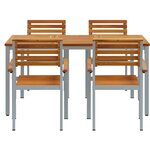 vidaXL Set de salle à manger de jardin 5 pièces en bois d'acacia et métal