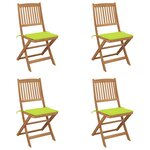 vidaXL Chaises pliables de jardin lot de 4 avec coussins Bois d'acacia