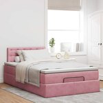 vidaXL Lit ottoman avec matelas et LED rose 120x190 cm velours