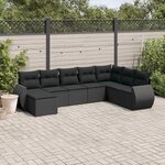 vidaXL Salon de jardin 8 Pièces avec coussins noir résine tressée
