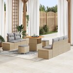 Ensemble de Canapé de Jardin vidaXL 8 Pièces avec Coussins Beige Rattan Poly Acacia