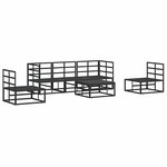 vidaXL Ensemble de canapé de jardin avec coussin 6 Pièces Noir Aluminium