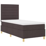vidaXL Lit à ressort LED avec matelas Marron foncé 90 x 200 cm tissu