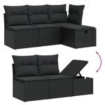 vidaXL Salon de jardin 7 Pièces avec coussins noir résine tressée